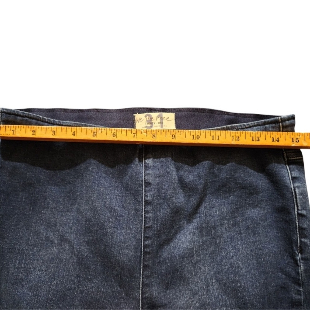 Free People We The Free Flared Jeans Pull On Blue Denim Stretch Women's Size 31 - Picture 9 of 15